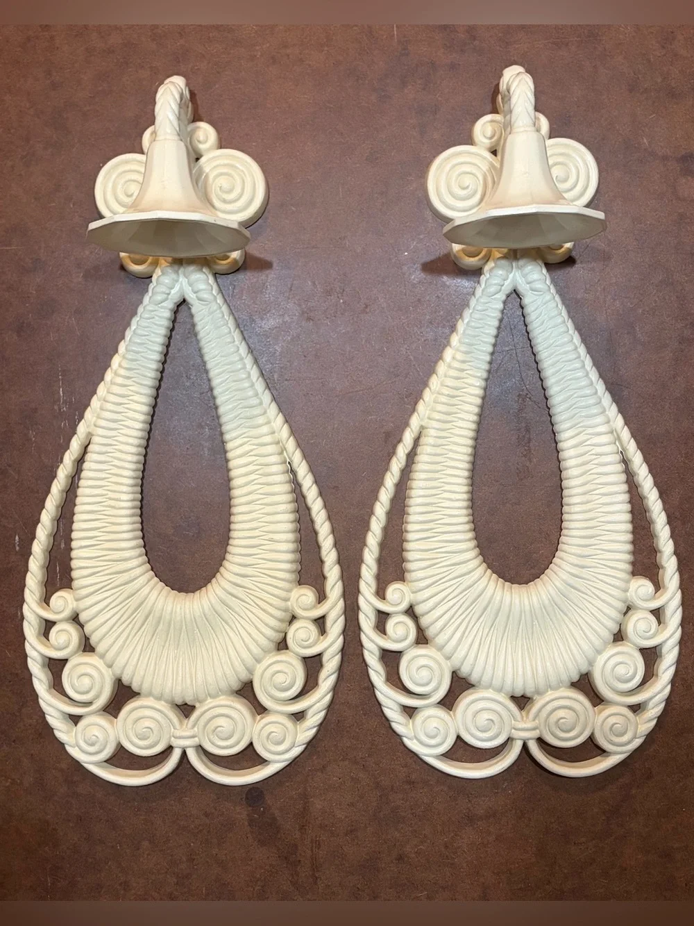 Vintage- 1975 Burwood Products Faux Wicker Wall Sconces